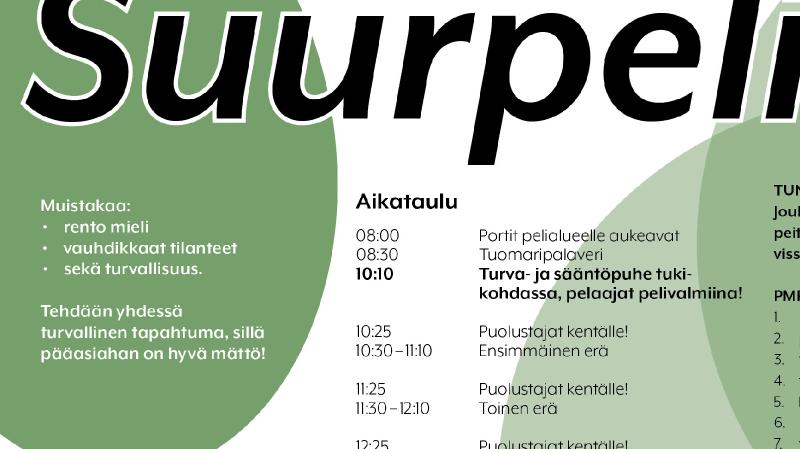 Suurpeli aikataulut ja s&auml;&auml;nn&ouml;t 2023